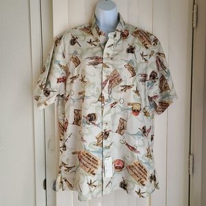 Kahala Hawaiian Shirt - Fishing Theme, Men's Size M